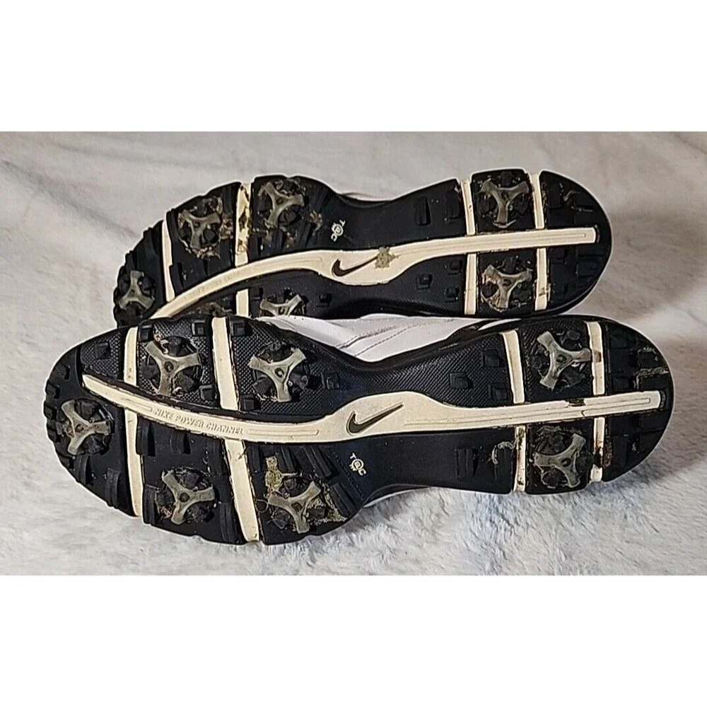 Nike Shoes MENS 10.5‎ Golfing Air Rival Tac Power Channel Leather White Black